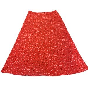 Vintage Rafael Maxi Skirt Size 16 Coral Orange Tropical Floral Boho Geometric